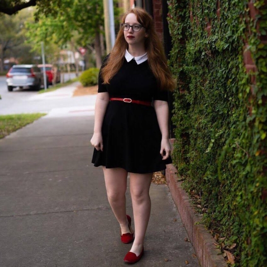 Collared Dress w/ red shoes